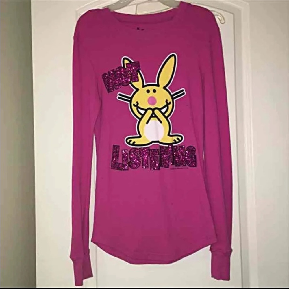 Women’s XS Pink Bunny glitter long sleeve top